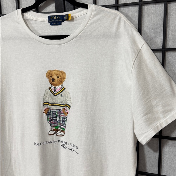 MEN'S RALPH LAUREN POLO SHORT SLEEVE SHIRT WHITE with SIGNATURE BEAR XLT - Picture 5 of 6